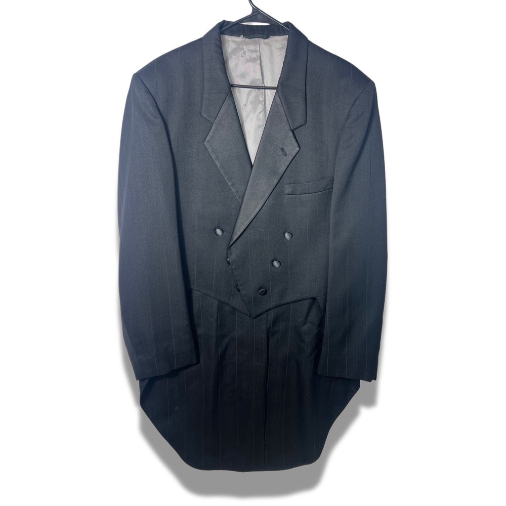 Vintage Christian Dior Monsieur Tailcoat Striped Tuxedo 80s Satin Lapel